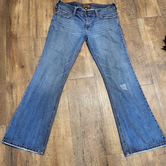 Hollister Denim - Hollister- EUC - Low Rise, Wide Leg, Medium Wash,  Distressed Look, Size 11